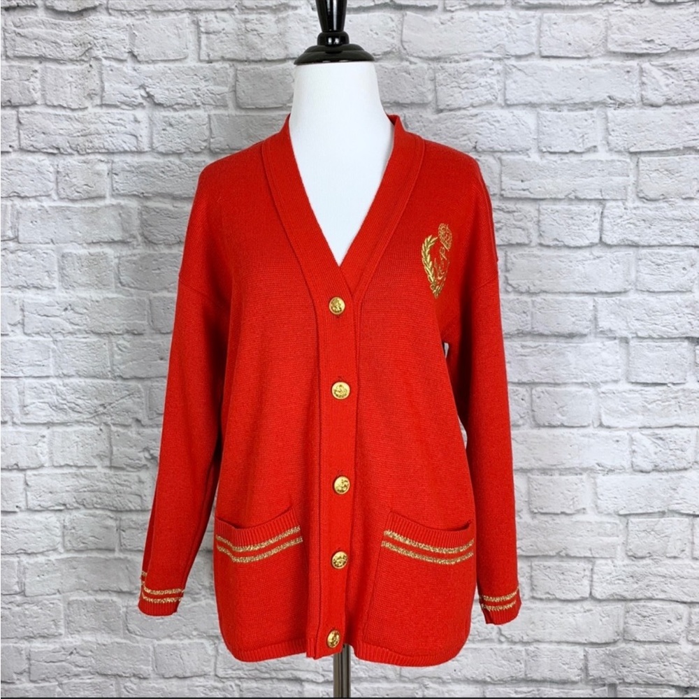 Vintage Red Gold Boyfriend Cardigan